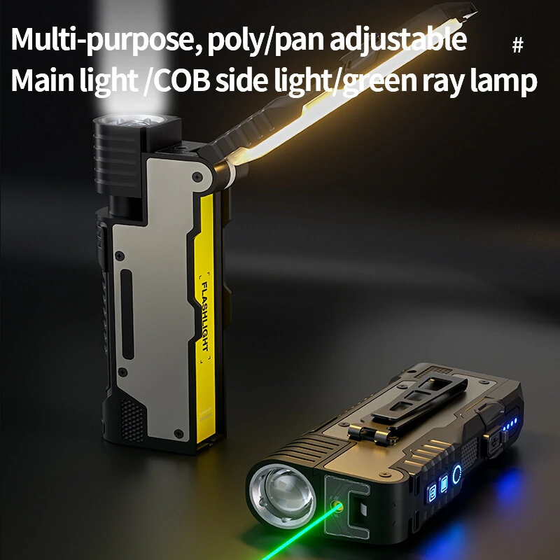 Bikight M20 Rechargeable Flashlight Work Light with Laser Light Tripod Mount Magnetic Tail Zoomable COB Side Light RGB Lamp IPX4 for Camping Repair Emergency — view 4