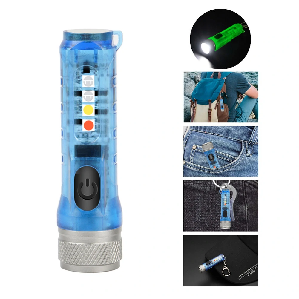 BIKIGHT M300 GITD-Green Selbstleuchtend 400LM 6500K EDC Schlüsselanhänger Taschenlampe mit RGB-Seitenlicht, Magnetischem Schwanz und Mini-UV-Taschenlampe mit Type-C Wiederaufladbar für Reparaturarbeiten. — Bikight