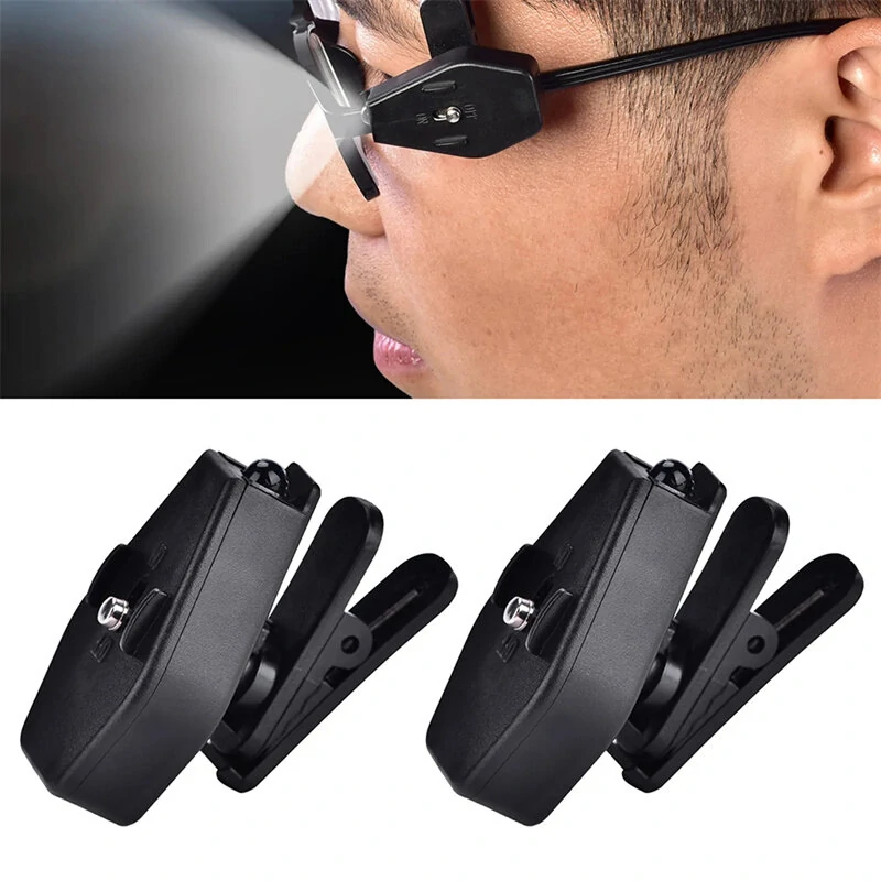 BIKIGHT Mini Flashlight Glasses Reading Lamp Eyeglass Clip Lantern Adjustable Universal Eyeglasses Lamp Flexible Book Reading Light Cap — view 2