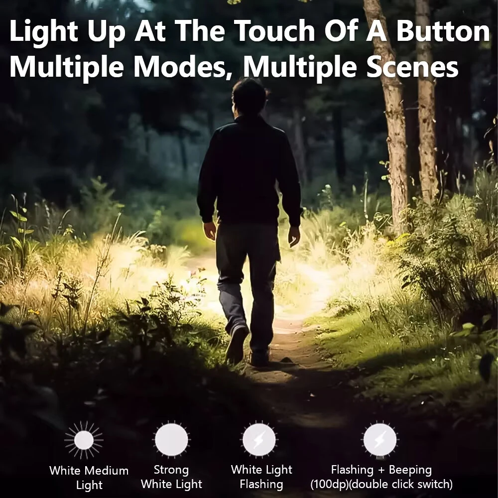 BIKIGHT Mini Keychain Alarm Flashlight 100dB Buzzer Hook Loop Mount Multi Mode LED Light for Emergency Safety Outdoor — view 3
