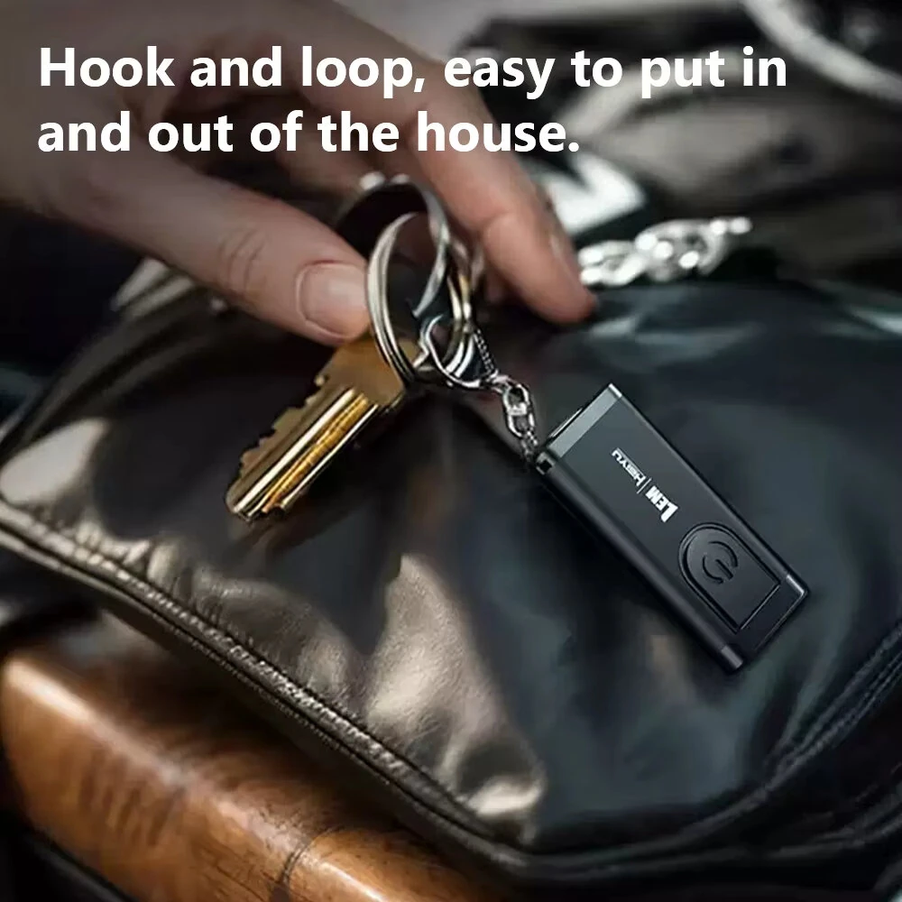 BIKIGHT Mini Keychain Alarm Flashlight 100dB Buzzer Hook Loop Mount Multi Mode LED Light for Emergency Safety Outdoor — view 4