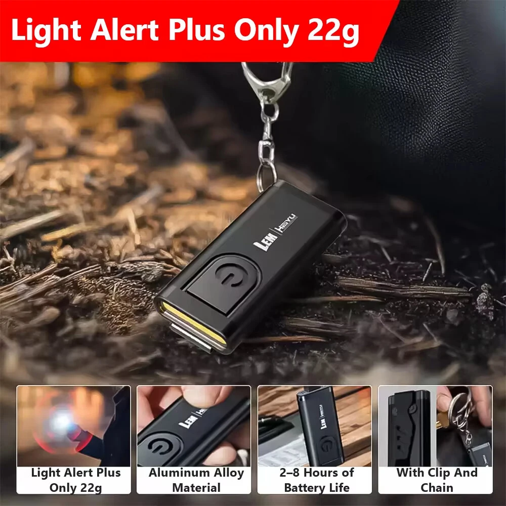 BIKIGHT Mini Keychain Alarm Flashlight 100dB Buzzer Hook Loop Mount Multi Mode LED Light for Emergency Safety Outdoor — view 7