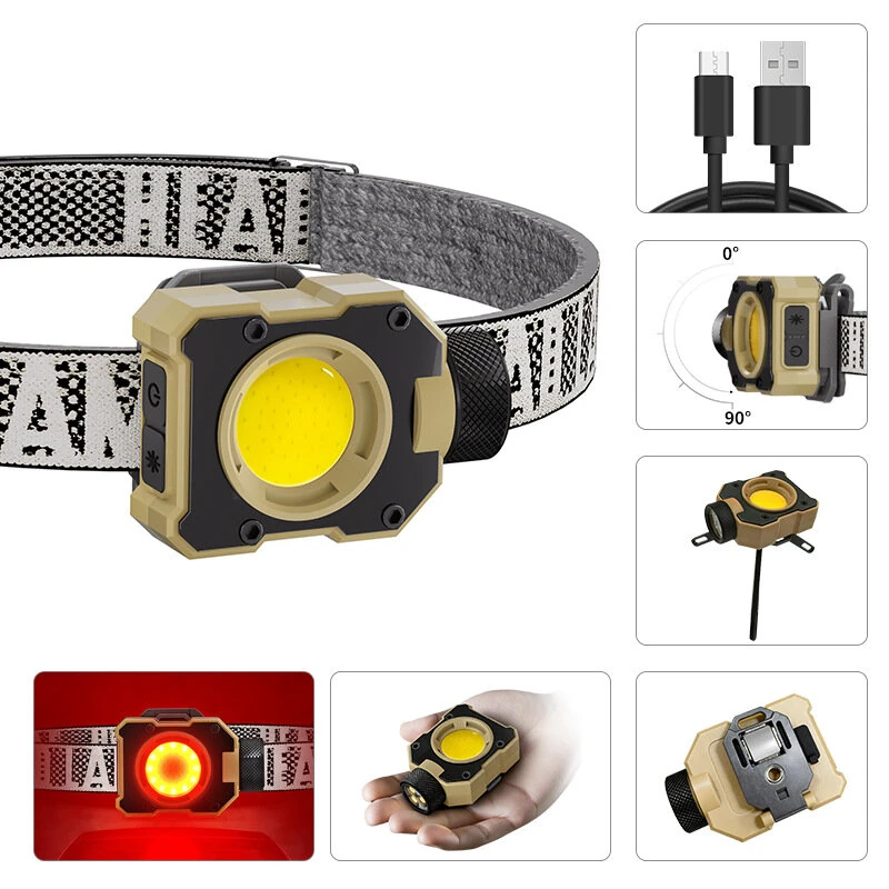 Bikight Multifunctional COB Headlamp Magnetic Adjustable 90° Degree Type-C Rechargeable Red Light for Outdoor Camping Emergency Repair Work Light — view 4