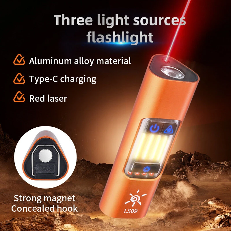 Bikight Multifunctional Super Bright Flashlight LED+COB 1800mAh Type-C Rechargeable Red LEP Magnetic Base Side Light Camping Hiking Tactical Gear — view 3