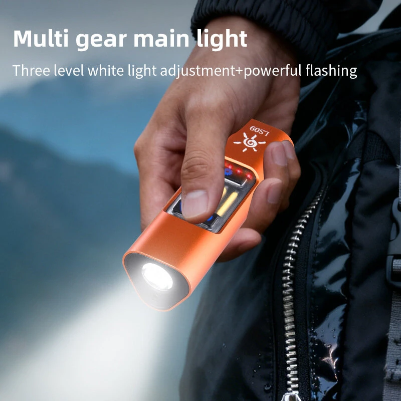 Bikight Multifunctional Super Bright Flashlight LED+COB 1800mAh Type-C Rechargeable Red LEP Magnetic Base Side Light Camping Hiking Tactical Gear — view 5
