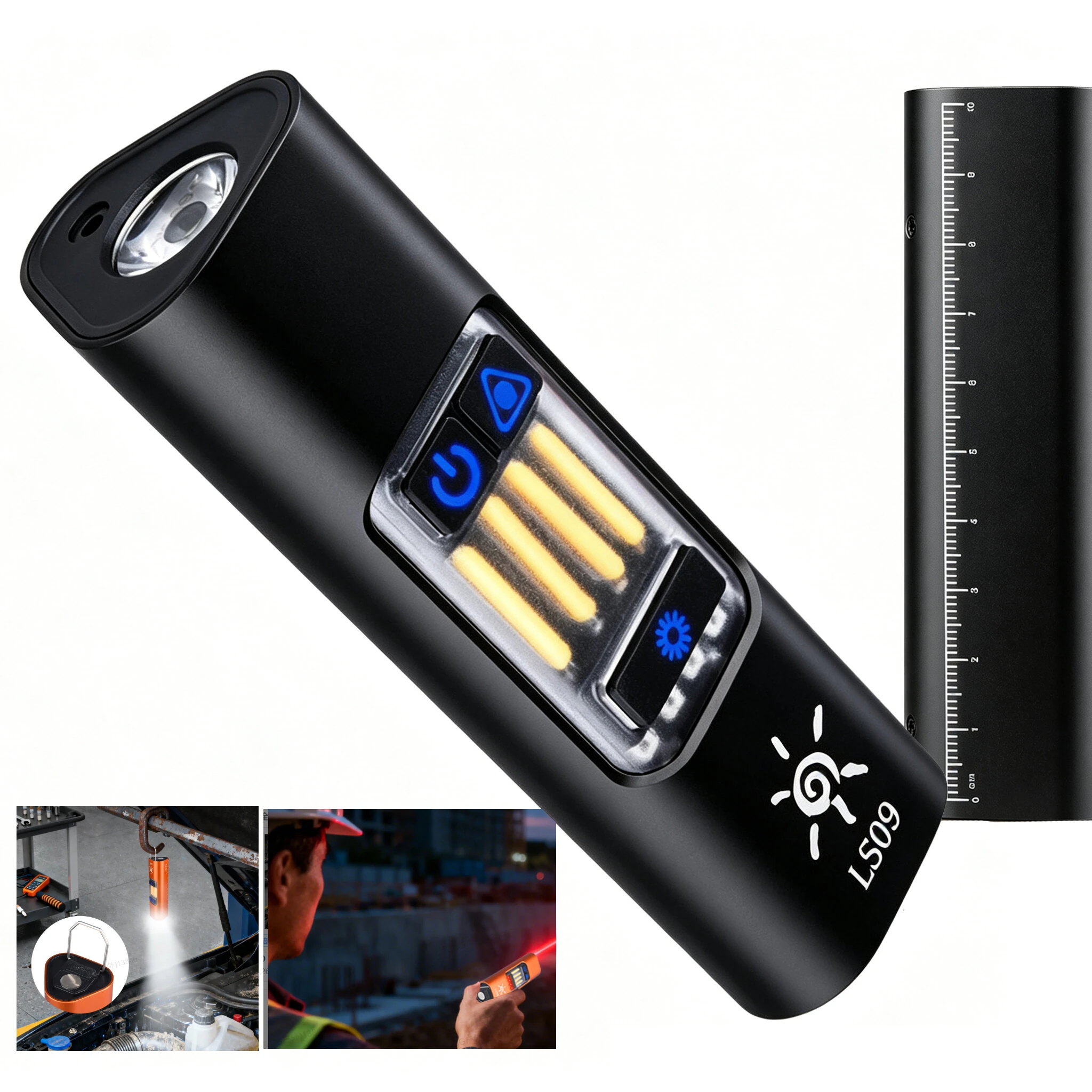 Bikight Multifunctional Super Bright Flashlight LED+COB 1800mAh Type-C Rechargeable Red LEP Magnetic Base Side Light Camping Hiking Tactical Gear — view 8