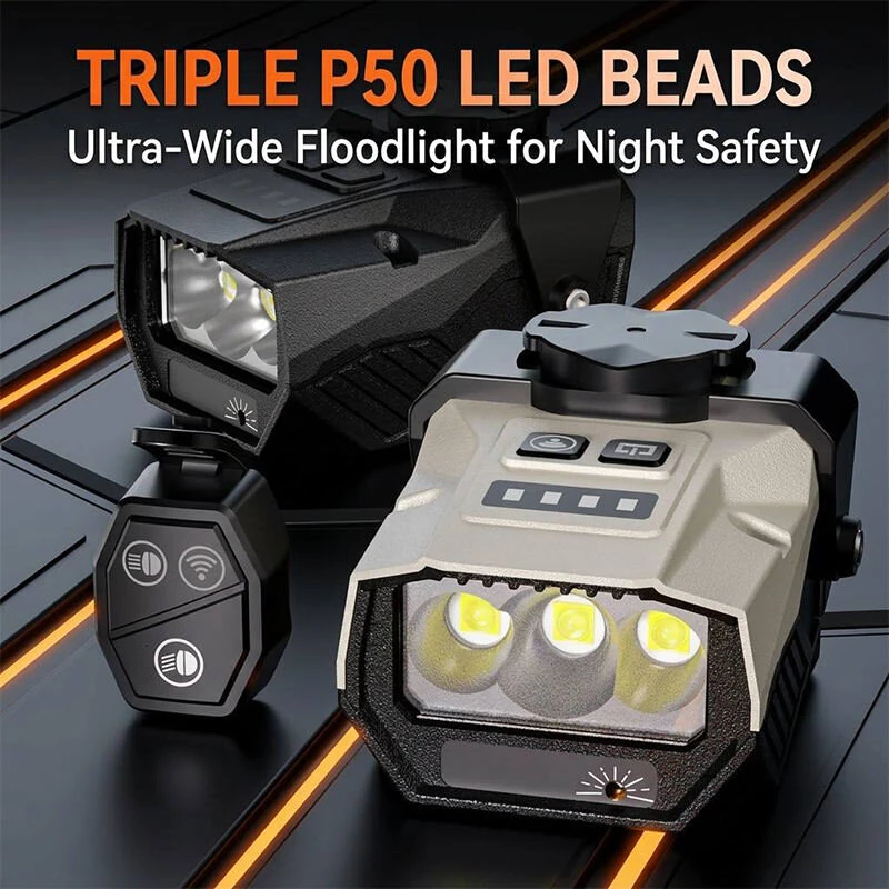 BIKIGHT Overhang Bike Headlight with Remote Control, 1300 Lumens, Dual Distance Beam, USB-C Rechargeable & IPX6 Waterproof, for Night Riding — view 5