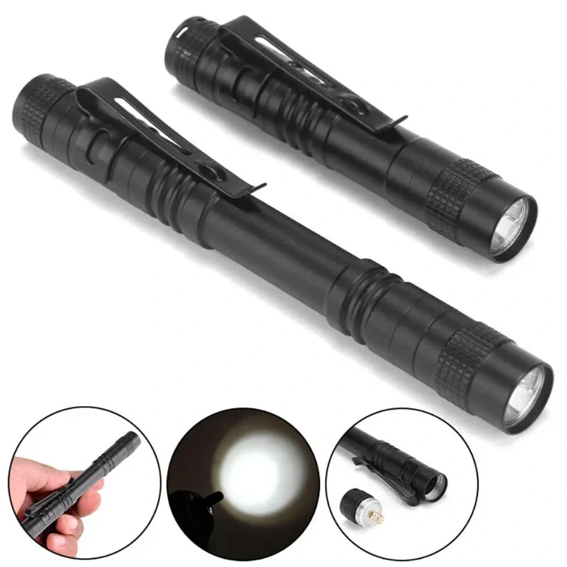 BIKIGHT Portable Led Flashlight Pen Ultralight Repair Checking Mini Pocket Torch With Clip Power by AAA Battery For Camping Hiking Emergency Lighting — image 1