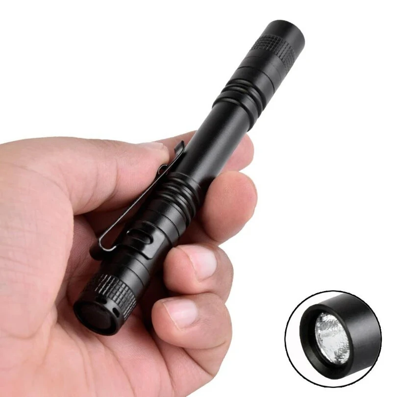 BIKIGHT Portable Led Flashlight Pen Ultralight Repair Checking Mini Pocket Torch With Clip Power by AAA Battery For Camping Hiking Emergency Lighting — view 4