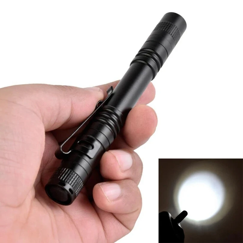 BIKIGHT Portable Led Flashlight Pen Ultralight Repair Checking Mini Pocket Torch With Clip Power by AAA Battery For Camping Hiking Emergency Lighting — view 5
