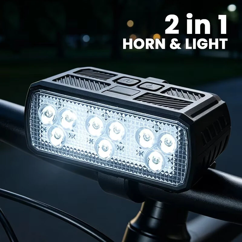 BIKIGHT Rechargeable Bike Headlight with 120dB Horn Super Bright LED Front Light 3 Modes Type-C Charging Bicycle Accessories — view 2