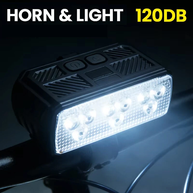BIKIGHT Rechargeable Bike Headlight with 120dB Horn Super Bright LED Front Light 3 Modes Type-C Charging Bicycle Accessories — view 3