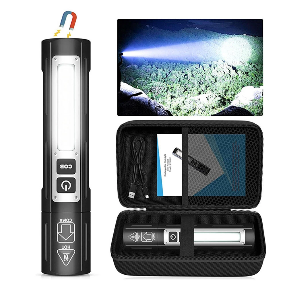 BIKIGHT Rechargeable Flashlights Super Bright Small Pocket Magnetic Flashlight, 8 Modes LED Tactical Flash Light, Dual Button Powerful Flashlight for Camping