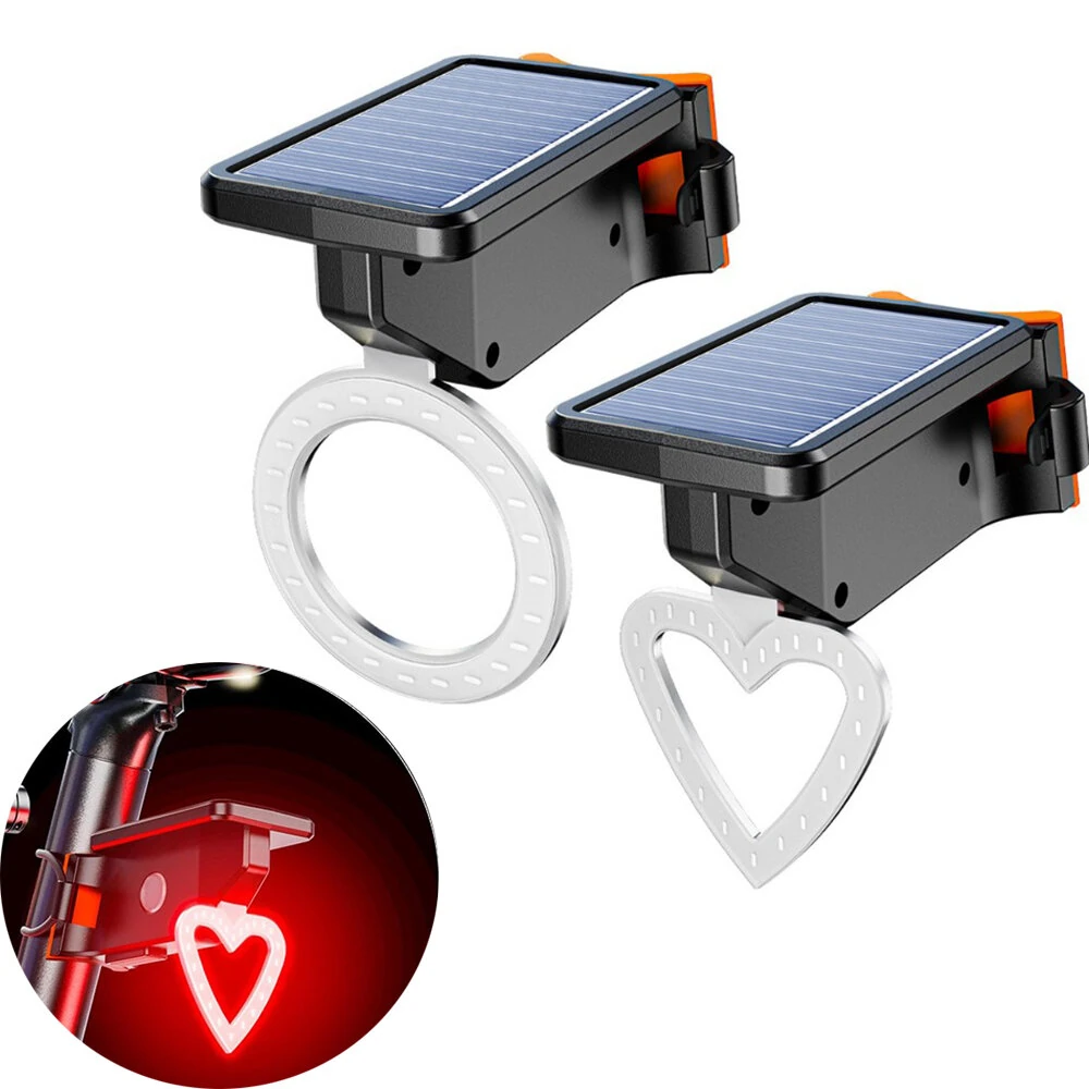 Bikight Solar Bike Taillight Light Sensor 3 Light Modes Waterproof Round Heart Shape Bicycle Rear Light for Night Cycling — BIKIGHT