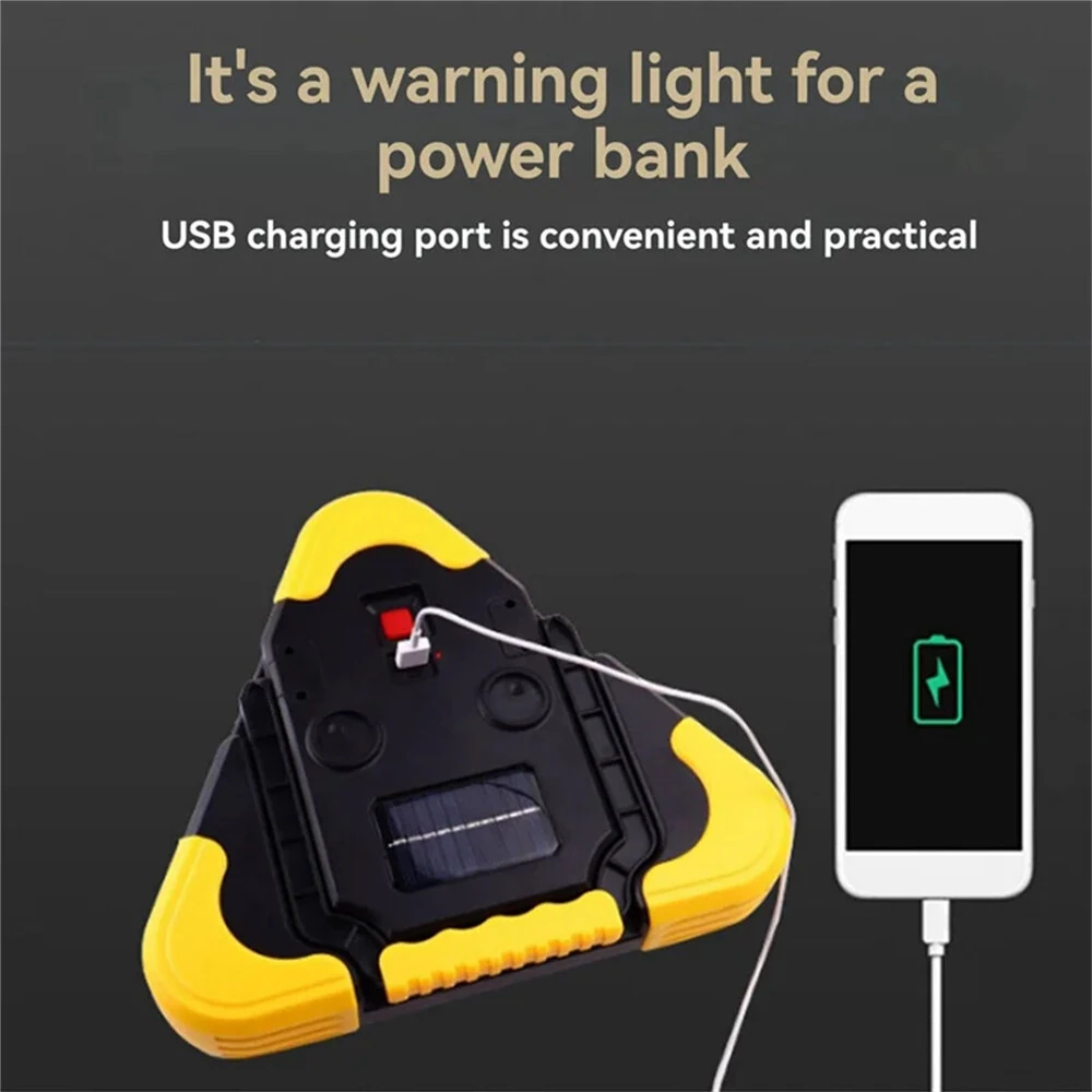 BIKIGHT Solar Emergency Triangular Roadside Warning Light USB Super Bright LED Work Lights for Car Repairing Camping Hiking Hunting — view 6