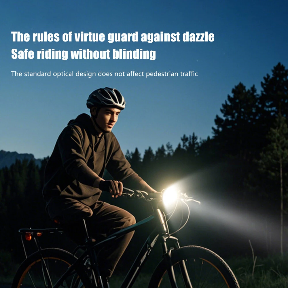 BIKIGHT Solar Rechargeable Zoomable Bicycle Headlight 1600mAH Anti-glare Red Warning Lamp Type-C Charging Bike Front Light for Night Riding Safety — view 6