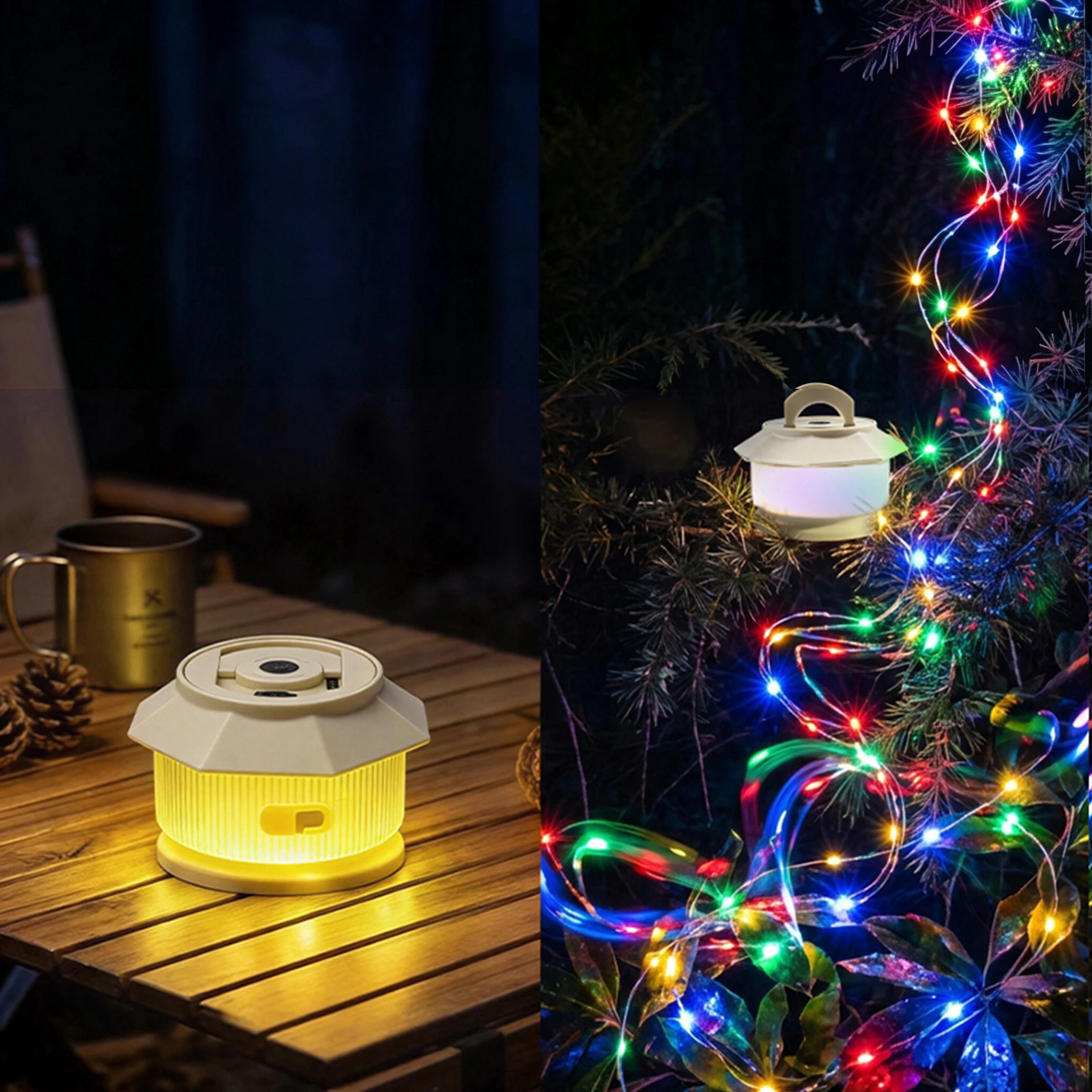 Bikight T-16A Outdoor Camping Atmosphere Light 20m LED String Lamp 1800mAh USB-C Rechargeable IPX4 Waterproof 7 Modes Tent Lantern for Camping Backpacking — BIKIGHT