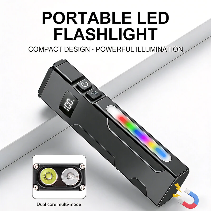 Bikight X729 1000LM RGB Moonbox Flashlight High Lumens EDC Flat Magnetic UV Light with Battery Display Type-C Rechargeable Super Bright for Camping Work Inspection — view 2