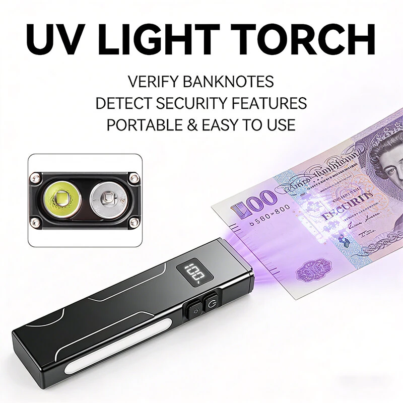 Bikight X729 1000LM RGB Moonbox Flashlight High Lumens EDC Flat Magnetic UV Light with Battery Display Type-C Rechargeable Super Bright for Camping Work Inspection — view 7