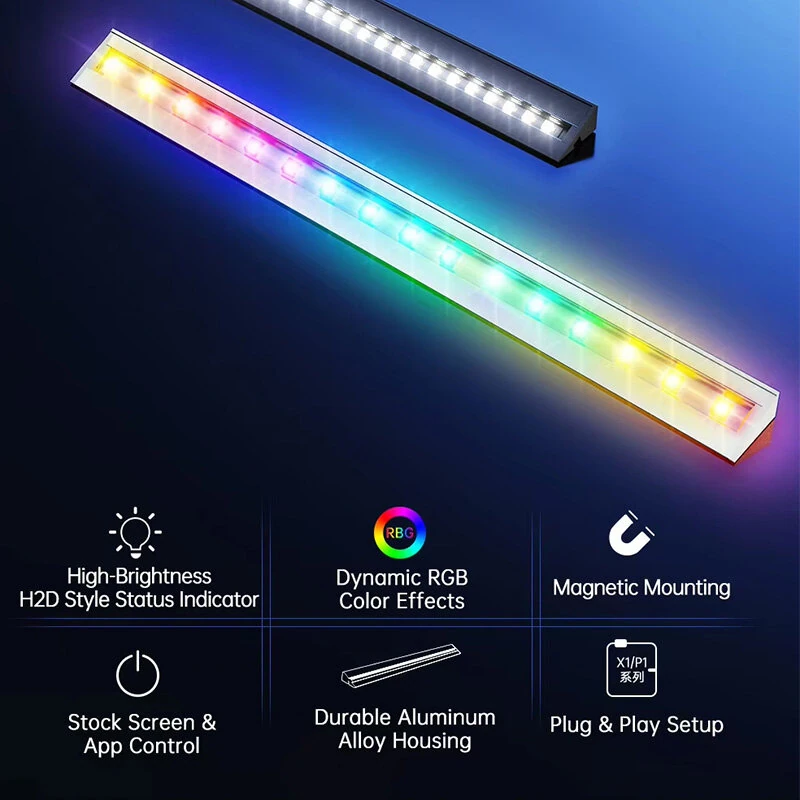 BIQU Panda LUX RGB PX Light Bar Kit Magnetic Mounting App Control H2D Style Status Indicator for Bambu Lab P1 X1 — view 5