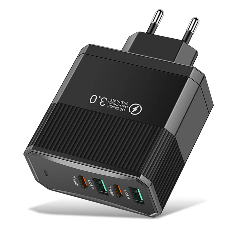 BK304-2A2C 100W 4-Port USB PD Charger 2USB-A+2USB-C PD QC3.0 Fast Charging Wall Charger Adapter EU Plug US Plug for iPhone 16 16 Pro 15 14 13 for Xiaomi 15pro for Samsung Galaxy Z Flip6 for Huawei Mate 70 — Pricio