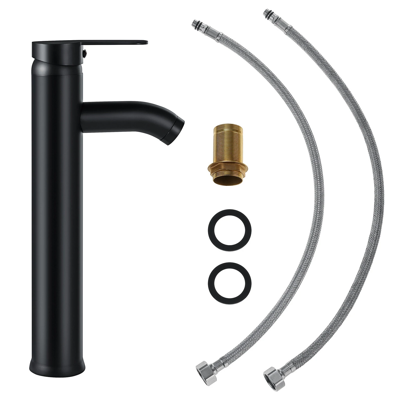 Black Bathroom Faucet Hot Cold Water Sink Mixer Tap Stainless Steel Paint Basin Faucets Single Hole Tapware — view 4