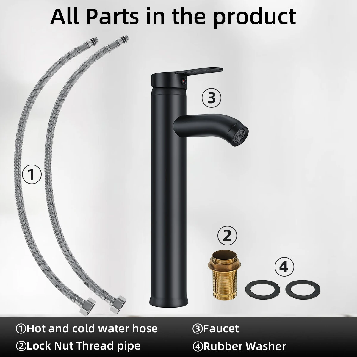 Black Bathroom Faucet Hot Cold Water Sink Mixer Tap Stainless Steel Paint Basin Faucets Single Hole Tapware — view 7