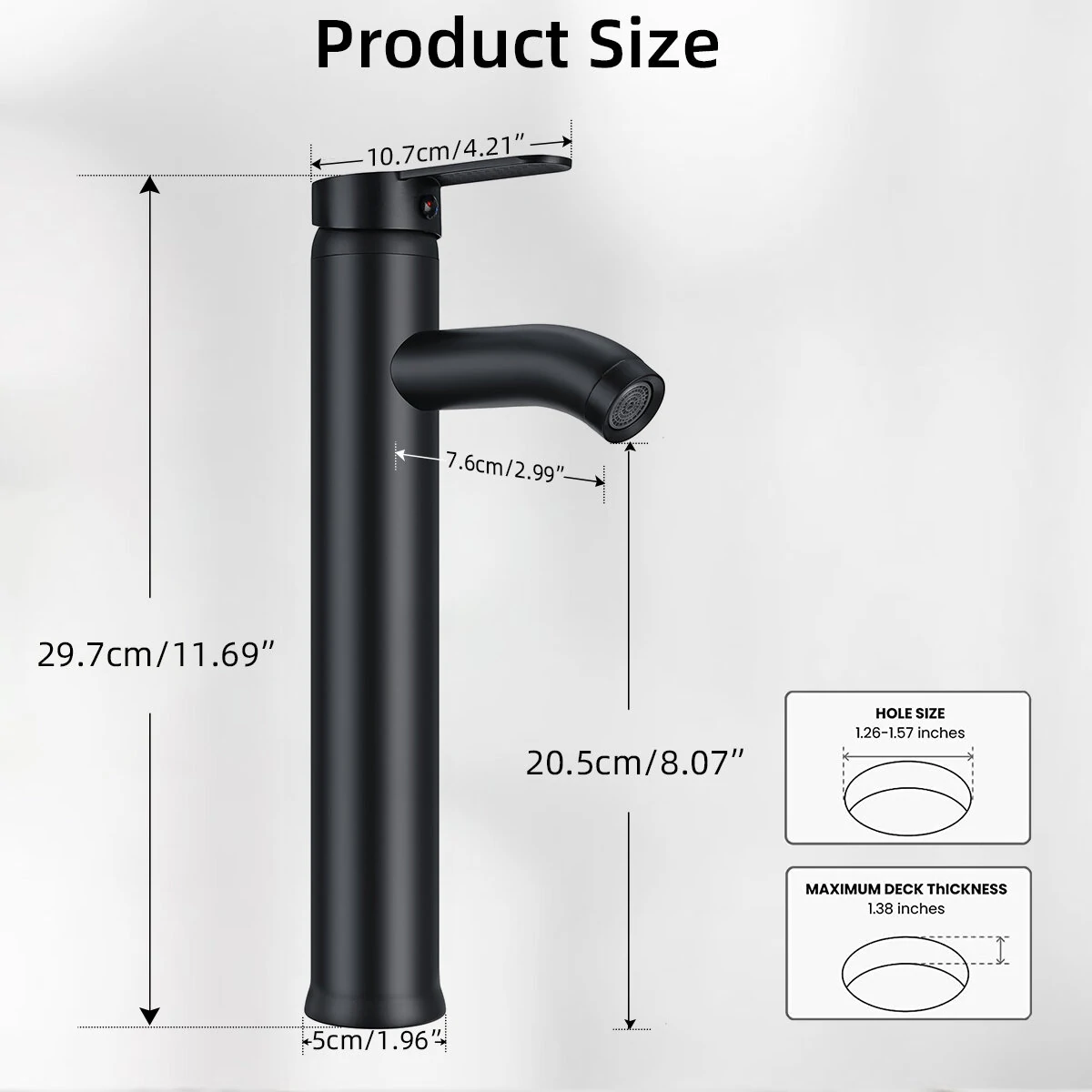 Black Bathroom Faucet Hot Cold Water Sink Mixer Tap Stainless Steel Paint Basin Faucets Single Hole Tapware — view 8