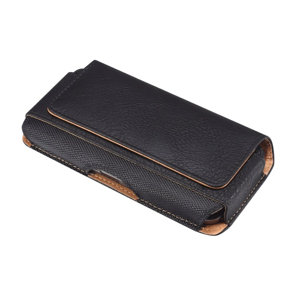 Black PU Leather Phone Holster Magnetic Horizontal Waist Pouch with Belt Clip — view 8
