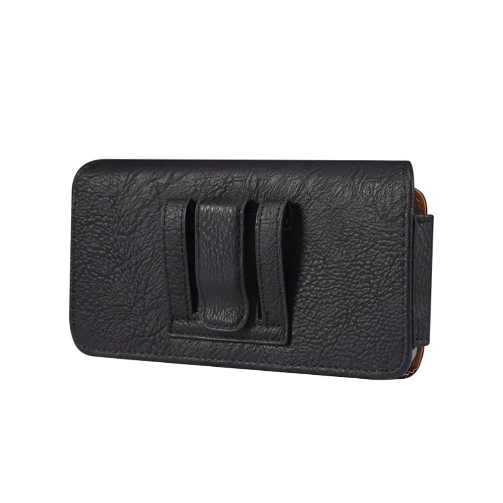 Black PU Leather Phone Holster Magnetic Horizontal Waist Pouch with Belt Clip — view 9
