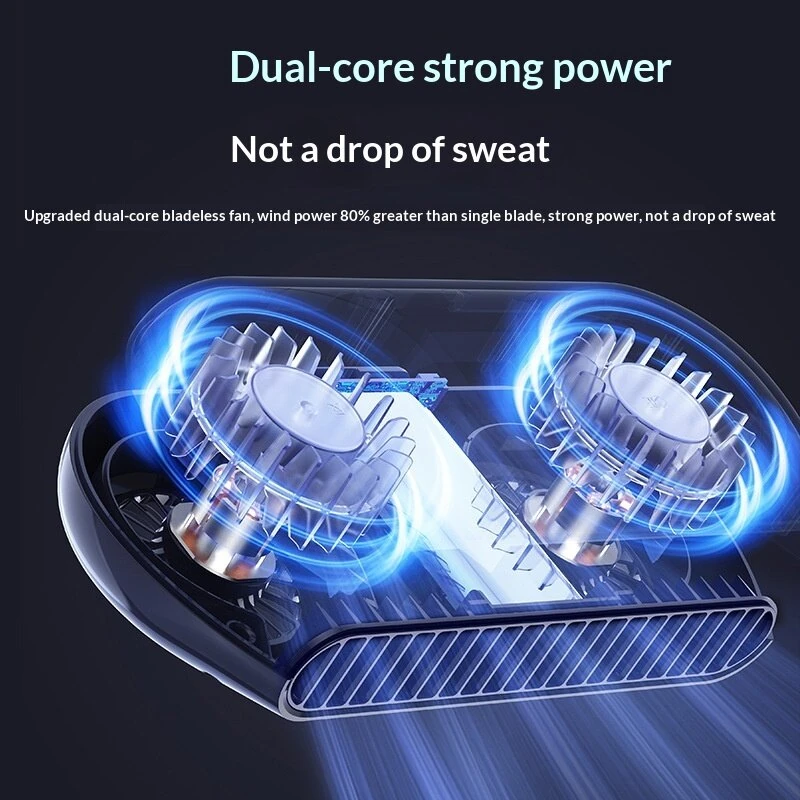 Bladeless Car Fan DC5V 4W 2400mAh Type-C Dual Turbine Adjustable Dashboard Air Circulation Fan — view 4