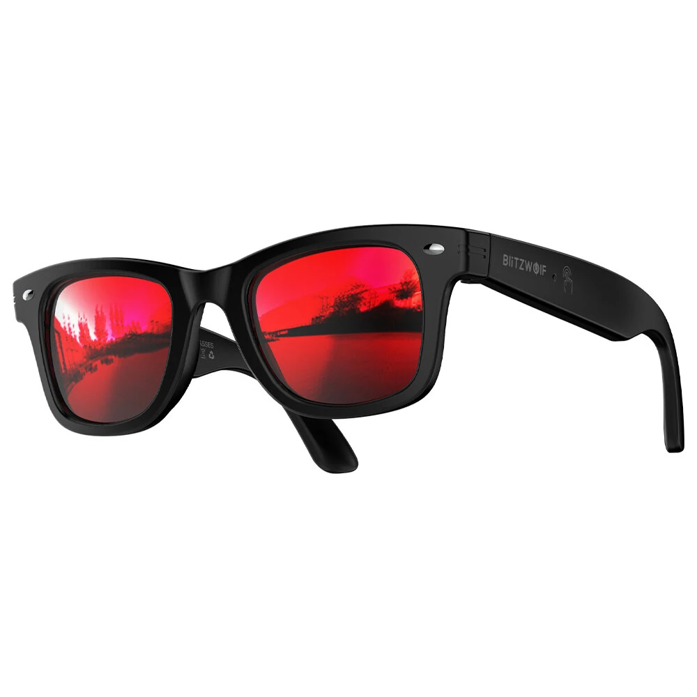 BlitzWolf BW-AG1 AI Smart Glasses Heart Rate Blood Oxygen Monitoring UV Detection 100+ Languages AI Translation HiFi Audio IP66 Waterproof Fitness Tracking Smart Audio Glasses — view 2