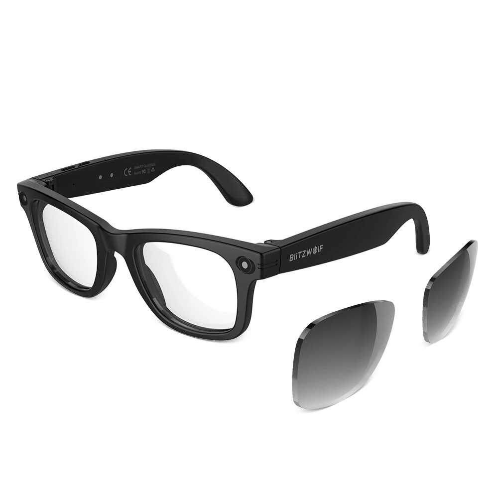 BlitzWolf BW-AG1 Pro AI Smart Glasses with HD Camera 8MP 32MP Interpolated WiFi bluetooth Call 3D Stereo Surround Sound Dual Noise Cancelling 35g IP65 Waterproof Smart Audio Glasses — view 8