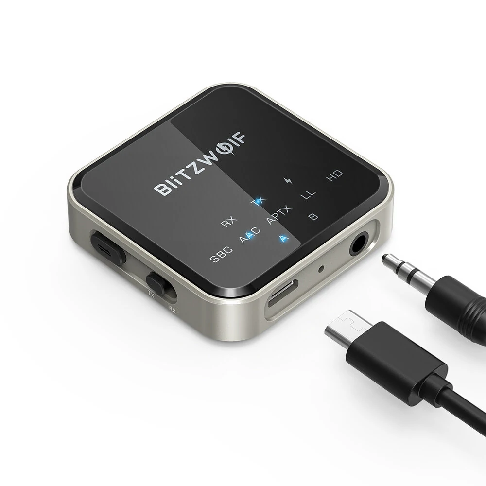 BlitzWolf® BW-BL3 2 In 1 bluetooth V5.0 Audio Transmitter Receiver Adapter Wireless 3.5mm Aux Audio Adapter For TV PC Speaker Home Sound System Car Sound System For Nintendo Switch Xbox