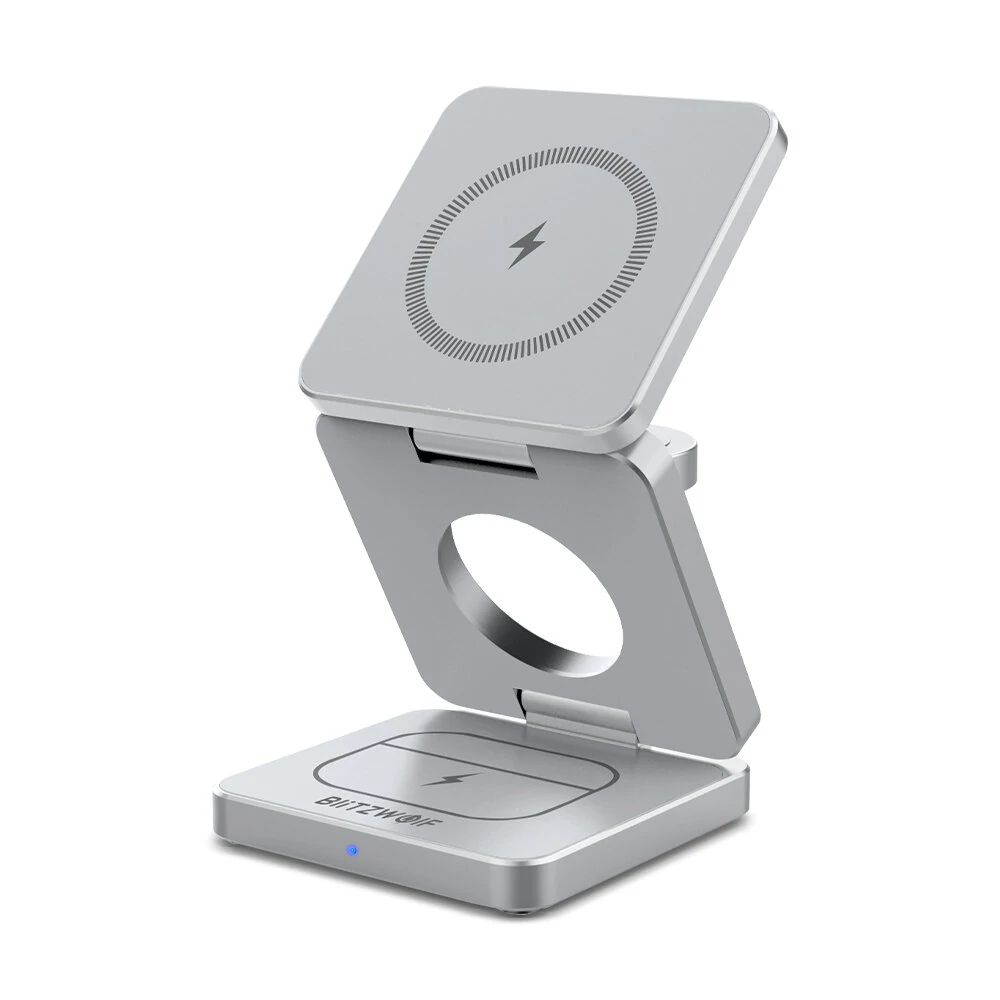 BlitzWolf BW-iw30 3-in-1 Foldable Magnetic 15W Wireless Charger Fast Charging Station for iPhone 15 14 13 12 Pro/Max/Plus for Apple Watch 9/8/7/6/5/4/3/2/SE/Ultra 2 for AirPods 3/2/Pro — view 4