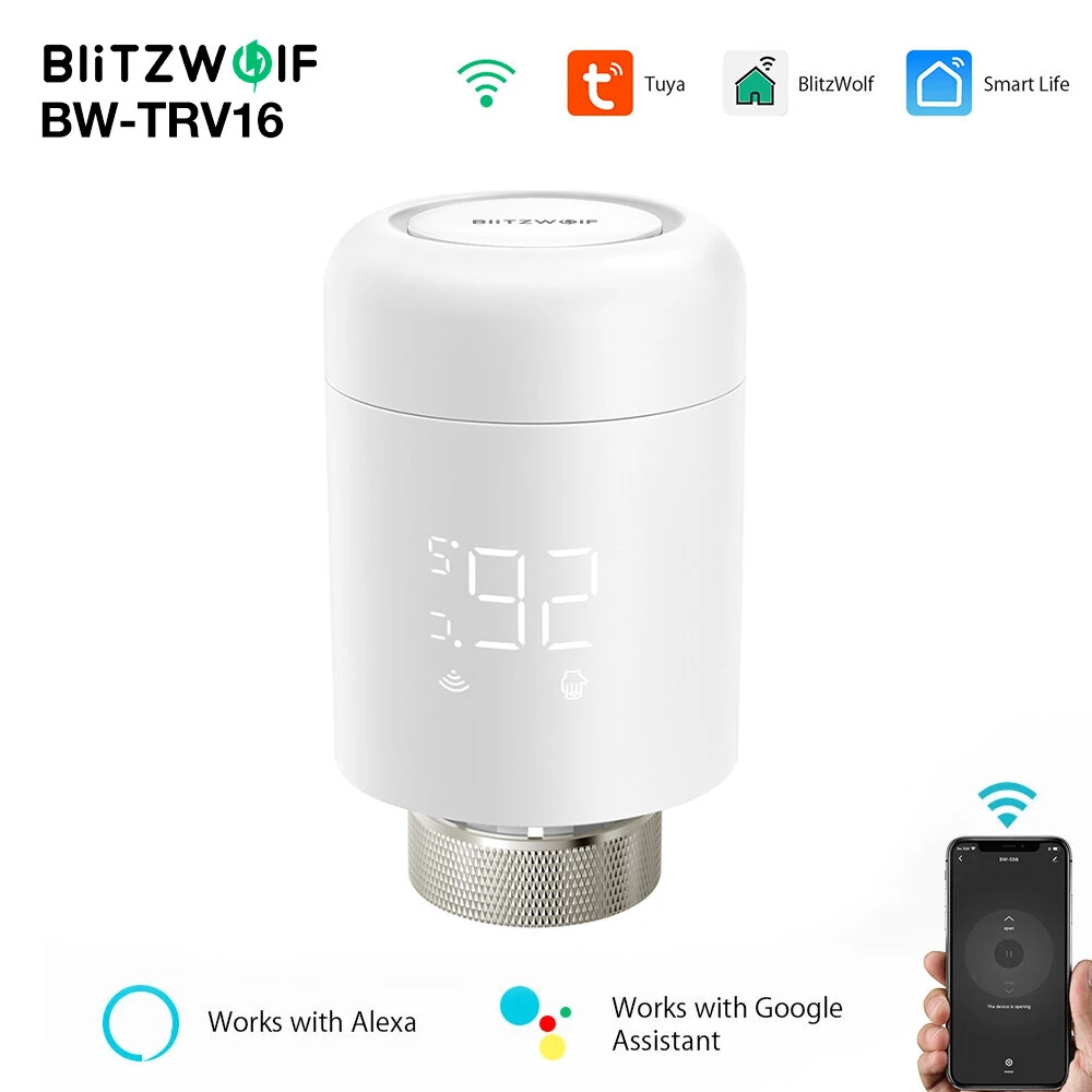 BlitzWolf® BW-TRV16 WiFi Smart Thermostatic Radiator Valve Intelligent Thermostat Temperature Controller Programmable Set Schedules APP & Voice Control Work with Alexa Google Home — image 1