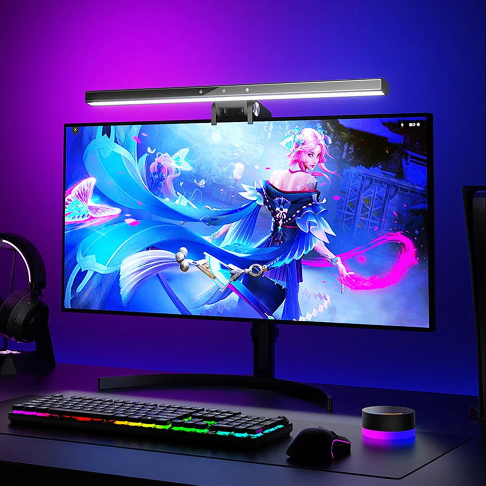 BlitzWolf® BW-CML6 RGB Gaming Monitor Light Bar with Wireless Remote Control, Dynamic Pickup, Stepless Dimming/Color Temperature, Dual Light Source, Asymmetric Optical Design Eye Protection Anti-Glare for Home Office PC Computer — BlitzWolf