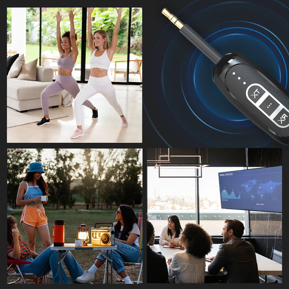 BlitzWolf® BW-LE515 3 in 1 bluetooth Audio Adapter Transmitter Receiver Broadcast Wireless 3.5mm Aux Audio Adapter Support LDAC LHDC Hi-Res For TV PC Speaker Home Sound System — view 9