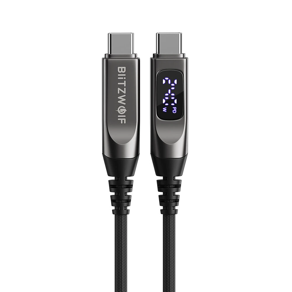 BlitzWolf® BW-TC25 240W Digital Display Type-C to Type-C Cable PD3.1 Fast Charging Data Transmission Tinned Copper Core Line 1.2M Long for iPhone 17 17Pro Max 16 15 for Huawei Mate XTs for SAMSUNG — view 3