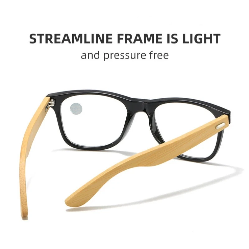 Blue Light Blocking Vintage Reading Glasses New Style Bamboo Wooden Legs Far Sighted Eyewear Eyeglasses — view 2