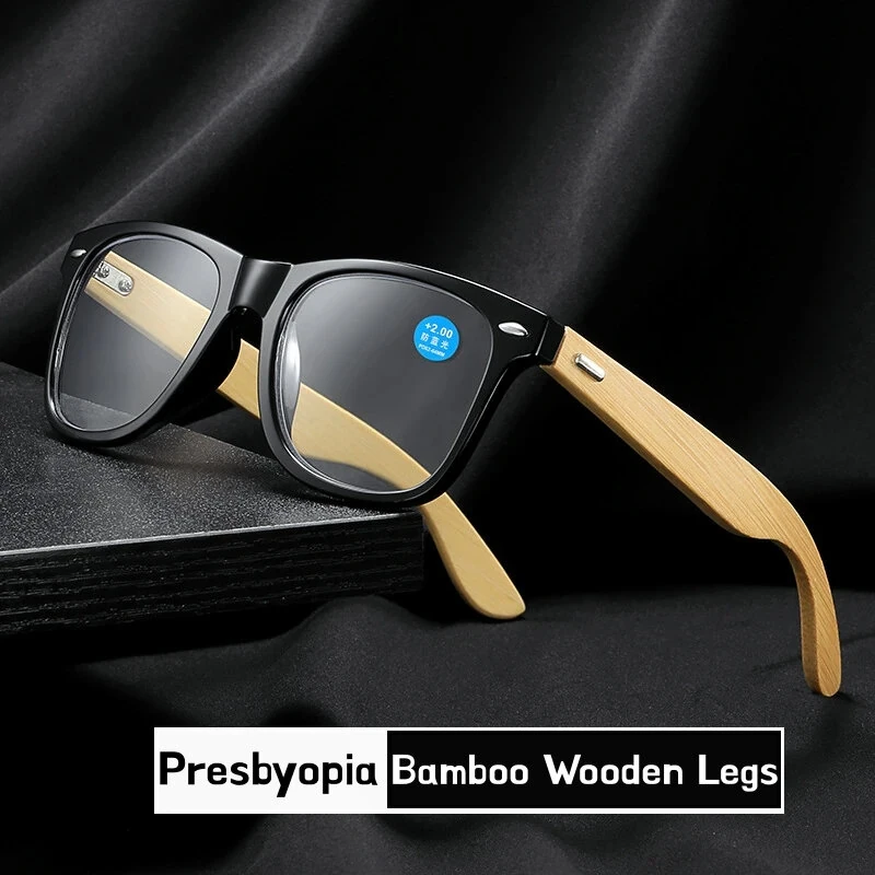 Blue Light Blocking Vintage Reading Glasses New Style Bamboo Wooden Legs Far Sighted Eyewear Eyeglasses — view 3