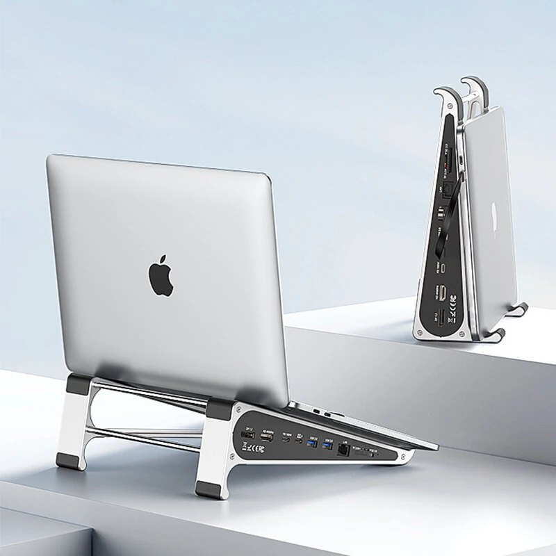 Blueendless Aluminum Laptop Stand Docking Station with 4K 60Hz HD SD/TF Card Reader USB3.0 5Gbps 100W PD Charger Type-C Hub for MacBook Surface — Blueendless