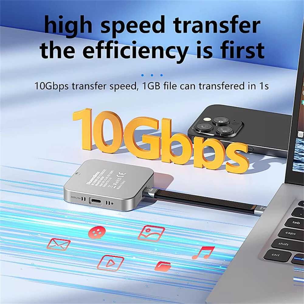 Blueendless Magnetic M.2 2230 2242 NVMe SSD Enclosure with Cooling Fan 100W PD Charging Type-C NVMe PCIE SSD Case — view 5
