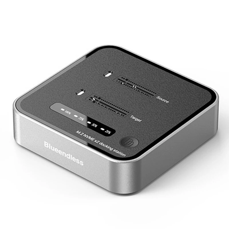 Blueendless SD08 Dual-Bay M.2 NVME SSD Clone M.2 NVme SSD Reader 20Gbps USB3.2 Type-C Offline Clone Duplicator NVme PCIE Enclosure — view 7