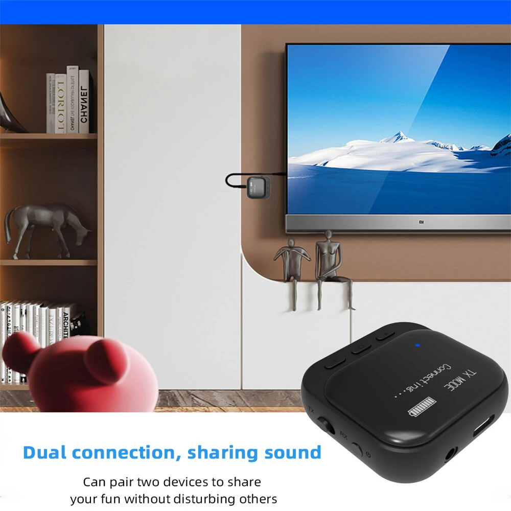 Bluetooth 5.2 Receiver Transmitter 2 in 1 RX TX Mode Low Latency LED Display Dual Device Pairing 300mAh Battery for Car Music Hands Free Calls — view 5