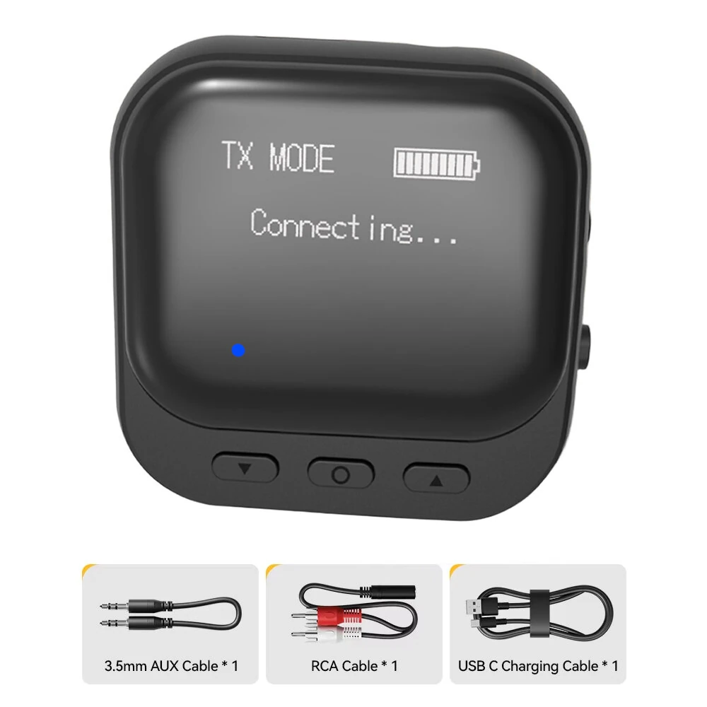 Bluetooth 5.2 Receiver Transmitter 2 in 1 RX TX Mode Low Latency LED Display Dual Device Pairing 300mAh Battery for Car Music Hands Free Calls — view 6