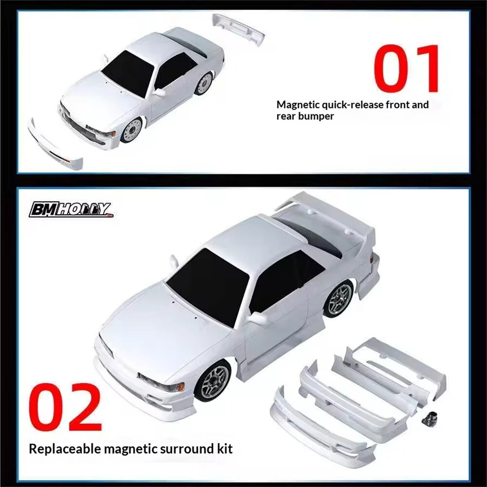 BM Racing BMHOBBY BMRX-FLD S13 RTR 1/28 2.4G RWD Mini Drift RC Car Gyro LED Light Rear Wheel Drive Full Proportional Racing Frame Remote Control Vehicles Models Toys — view 6