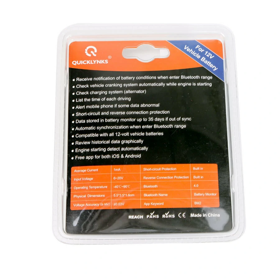 BM2 Battery Monitor Tester for 12V Vehicles Real-Time Notifications Short-Circuit and Reverse-Connection Protection Compatible with Android and iOS Bluetooth 4.0 Graphical Charging History Display — view 6