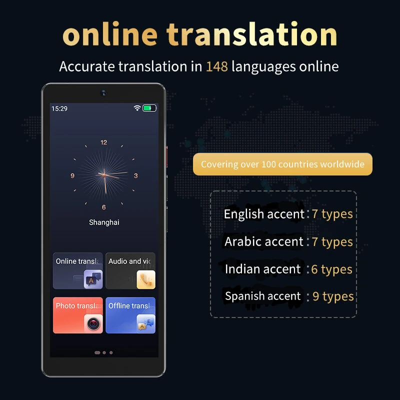 Boeleo S20 Pro 5-inch Audio Translator Video Translator 148 Languages Remote Video Call AI Voice Translator 2G+16G 2000mAh Battery Online Offline OverseaTravel Real-time Conversation Intelligent Translation Device — view 6