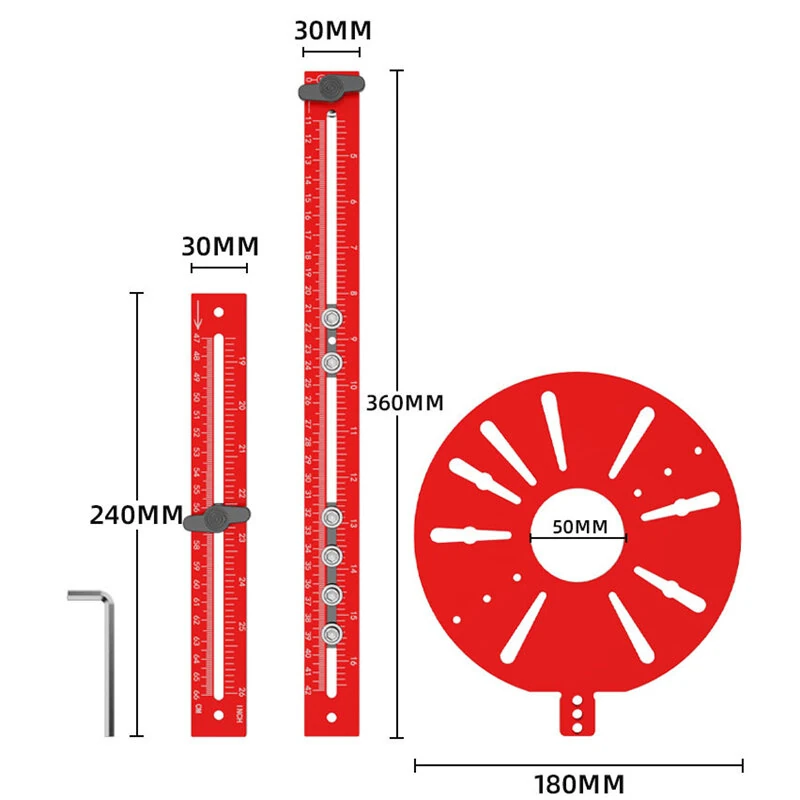 BOHAN 4 in 1 Router Milling Groove Bracket Aluminum Alloy Circle Cutting Jig with 120-650mm Rαdius for Woodworking Trimming Machine — view 4
